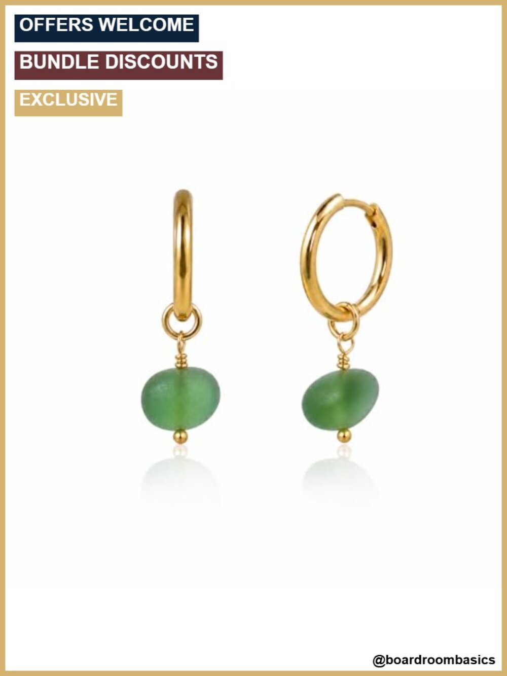 Sea Glass Hoop Dangle Drop Earrings Handmade Natural Ocean Tumbled Lightweight